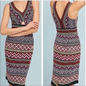 Anthropologie Akemi + Kin Embroidered Tribal Aztec Boho Sheath Dress Size 4 NEW
